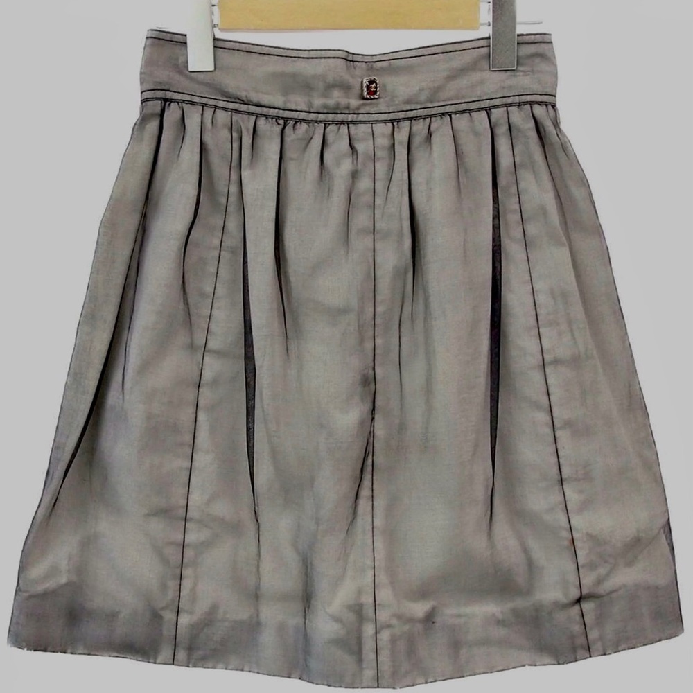 CHANEL 07P Black Silk Sheer Skirt with Ruby FR 34